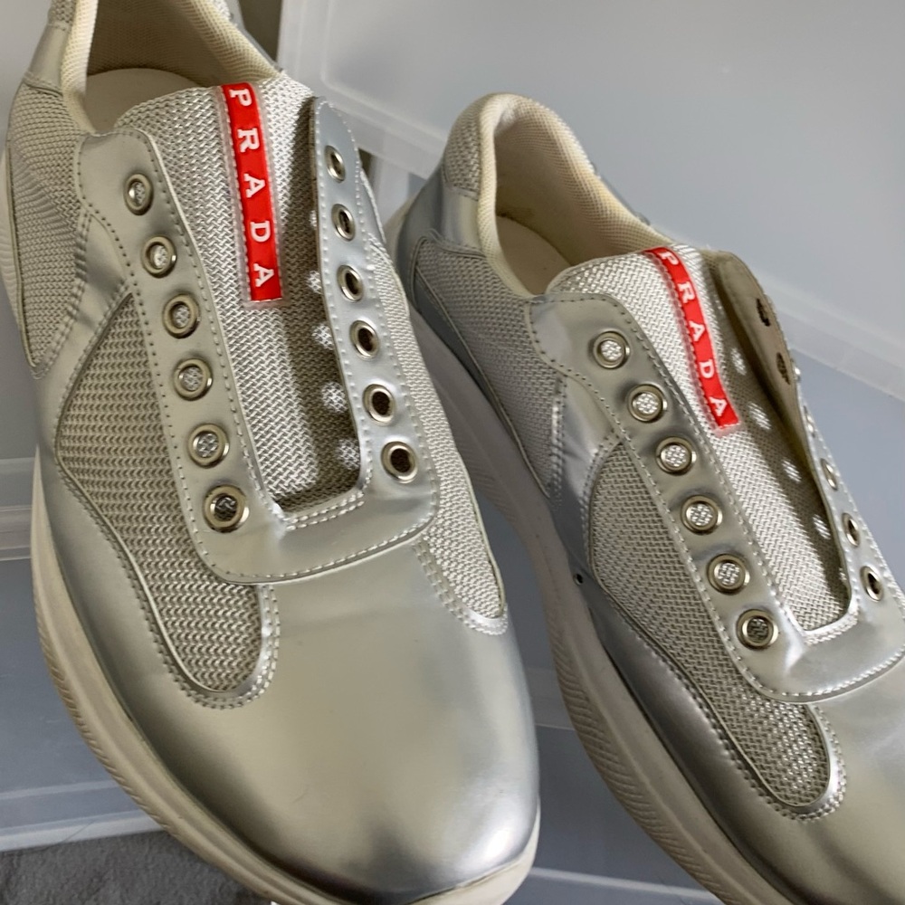 Prada Women's Silver Sneakers - Picture 3 of 12